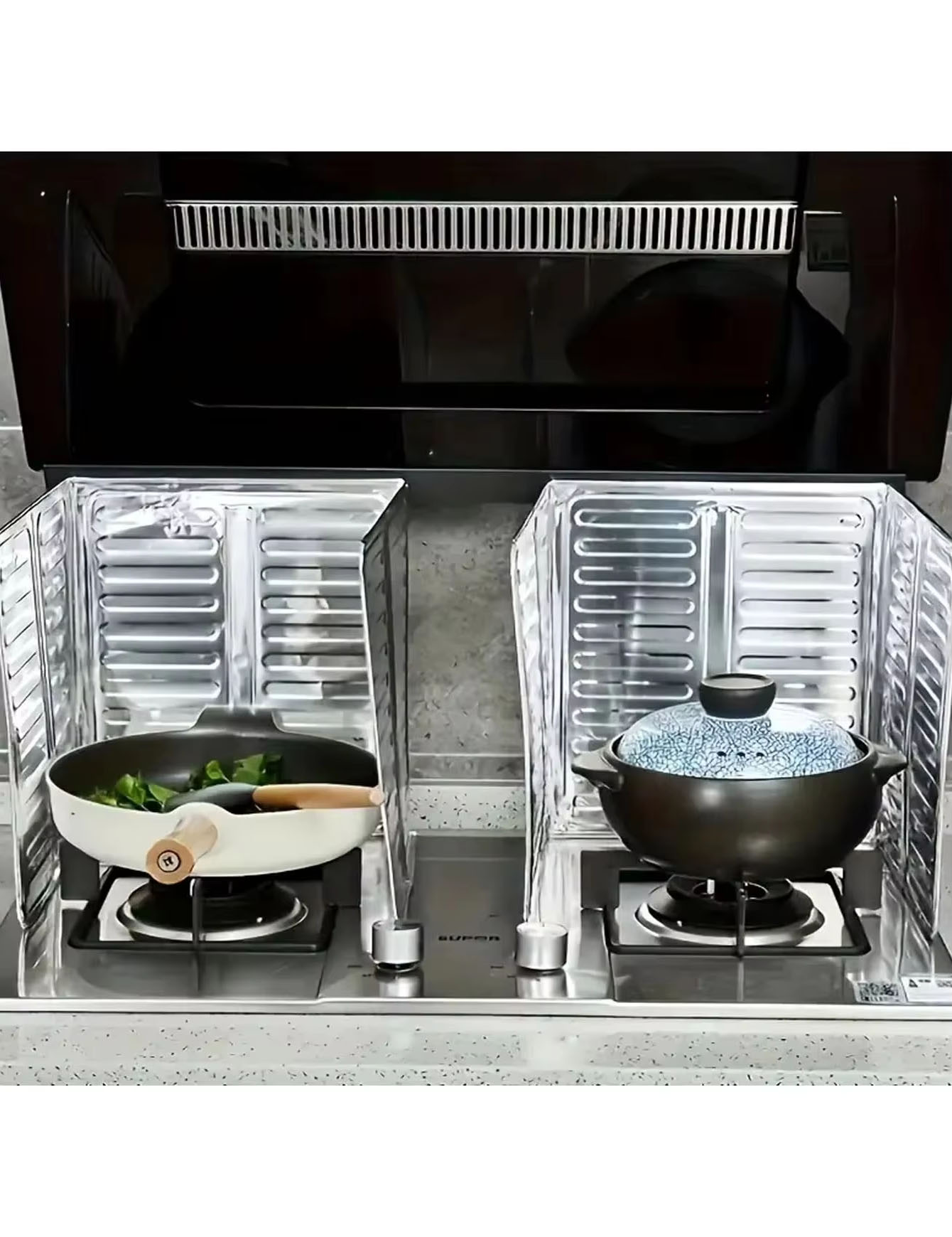 Kitchen Appliances Gas Stove - 3-delige keukenoliebarrière, fornuisoliebarrière, aluminiumfolie isolatieplaat, oliebarrièreplaat,