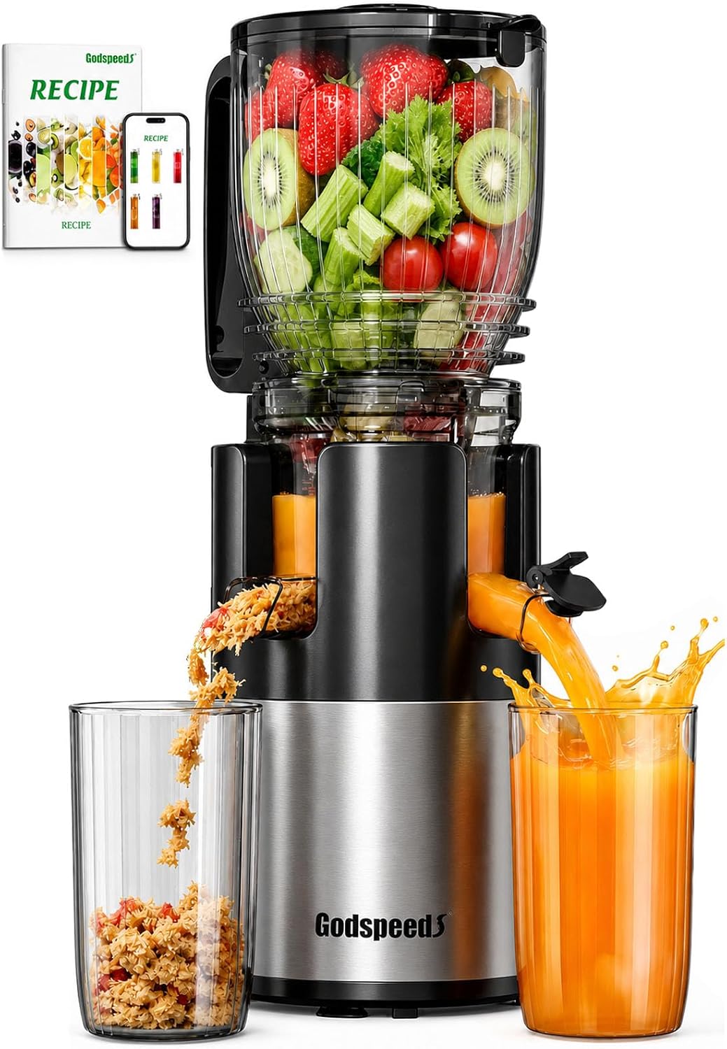 Juicer Cold Press Slow - Langzaam werkende koudgeperste sapcentrifuge met grote