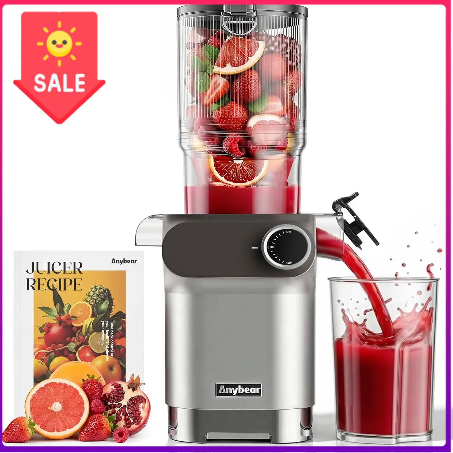 Juicer Cold Press Slow - Bestseller 200W koudperssapcentrifuge, 4,3