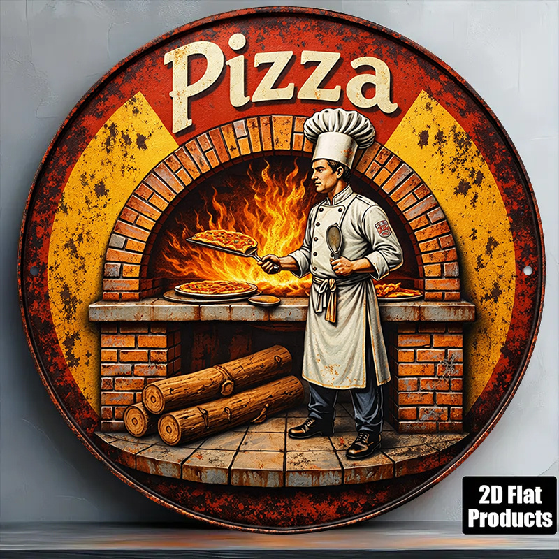 Kitchen Appliances Vintage - 2D retro metalen bord, vintage pizza-maak