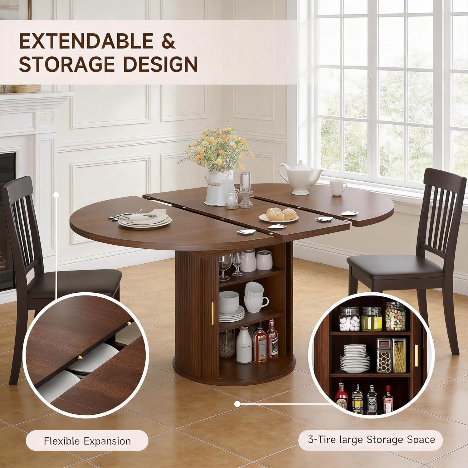 Uitschuifbare ronde eettafel:  - Kitchen Appliances Table recensie en prijs